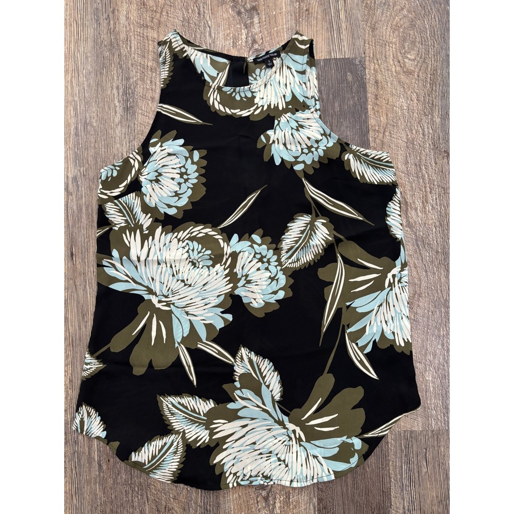 Who What‎ Wear Womens Floral High Neck Sleeveless Blouse Black Blue Olive Small